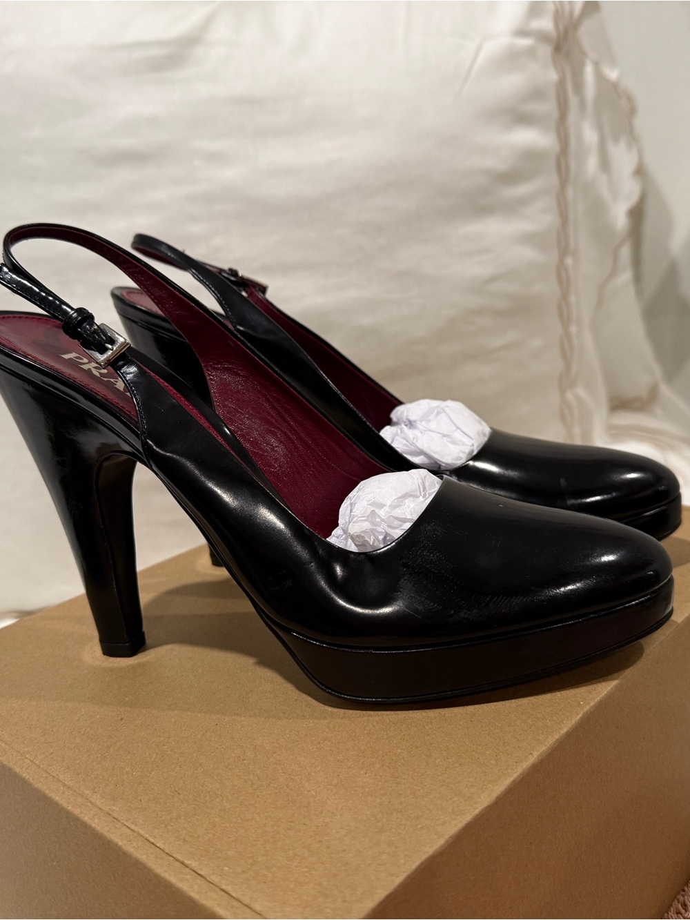 Prada Black Leather slingback heels - Picture 3 of 4